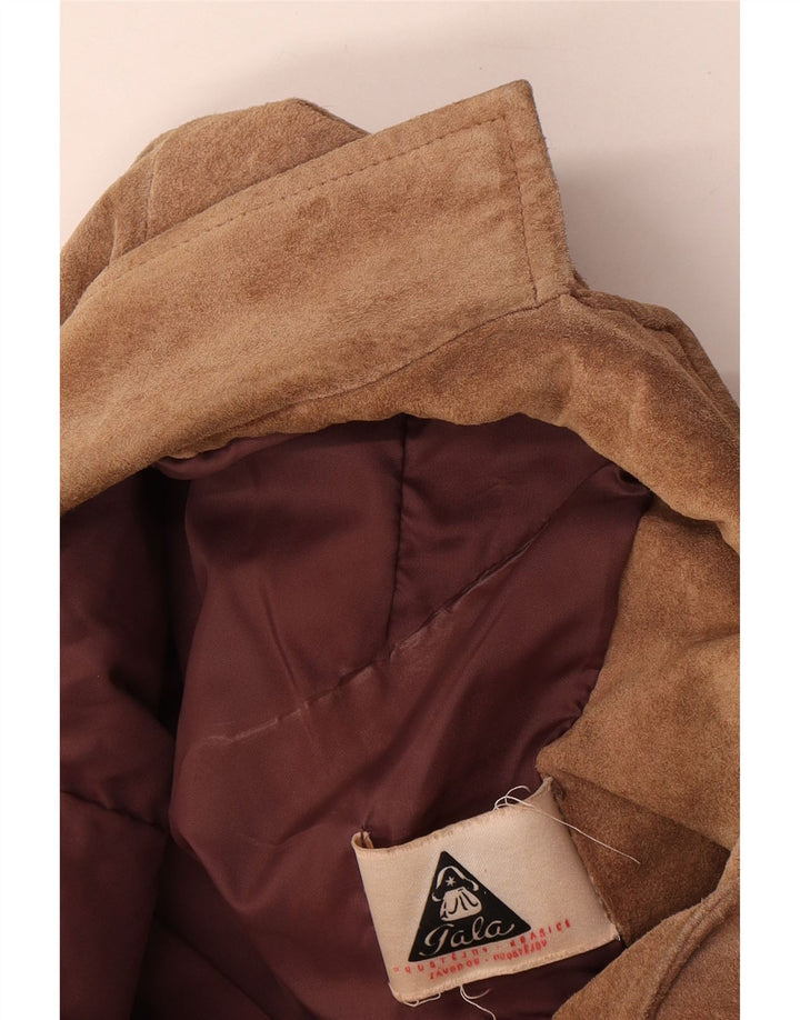 Vintage Womens 3 Button Suede Blazer Jacket UK 16 Large Beige