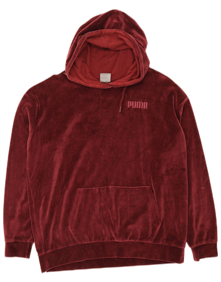 PUMA Womens Oversized Hoodie Jumper UK 12 Medium Maroon