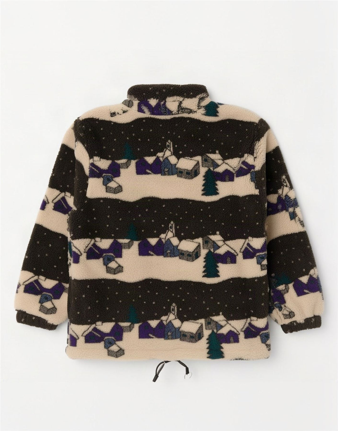 Vintage Mens Abstract Pattern Zip Neck Fleece Jumper Small Multicoloured