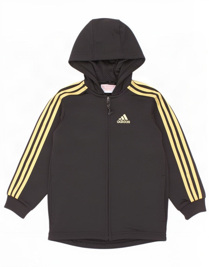 Adidas Boys Zip Hoodie Sweater 2-3 Years Black Polyester