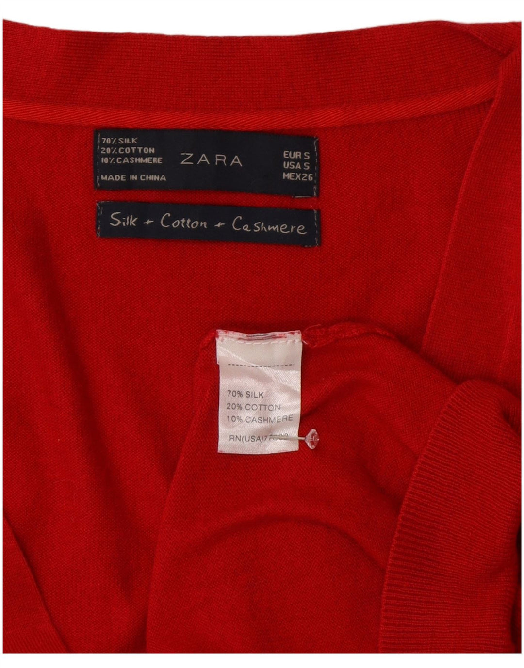 Zara Womens Cardigan Sweater UK 10 Small Red Silk