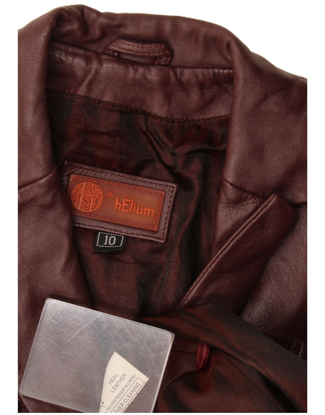 Helium Womens 3 Button Leather Blazer Jacket UK 10 Small Burgundy