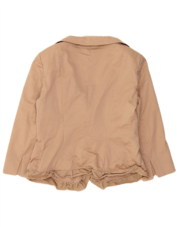Max Mara Womens Crop 3 Button Blazer Jacket UK 12 Medium Beige Wool