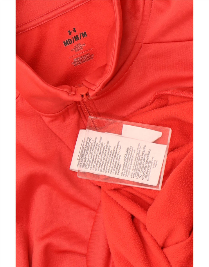 Under Armour Mens Zip Neck Sweatshirt Jumper Medium Red Polyester