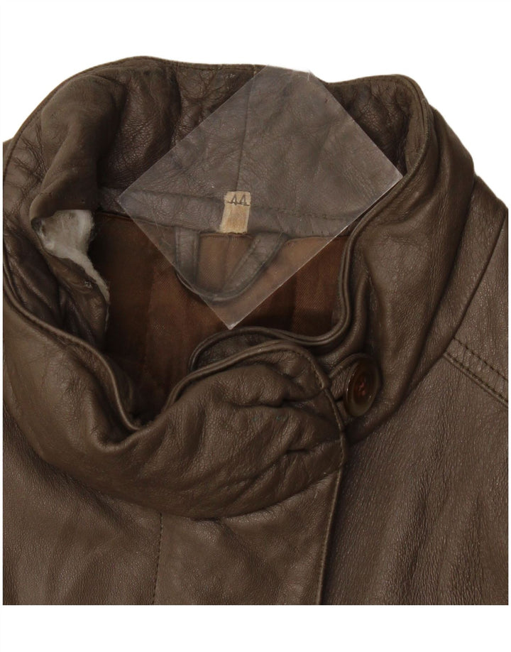 Vintage Womens Leather Jacket IT 44 Medium Grey