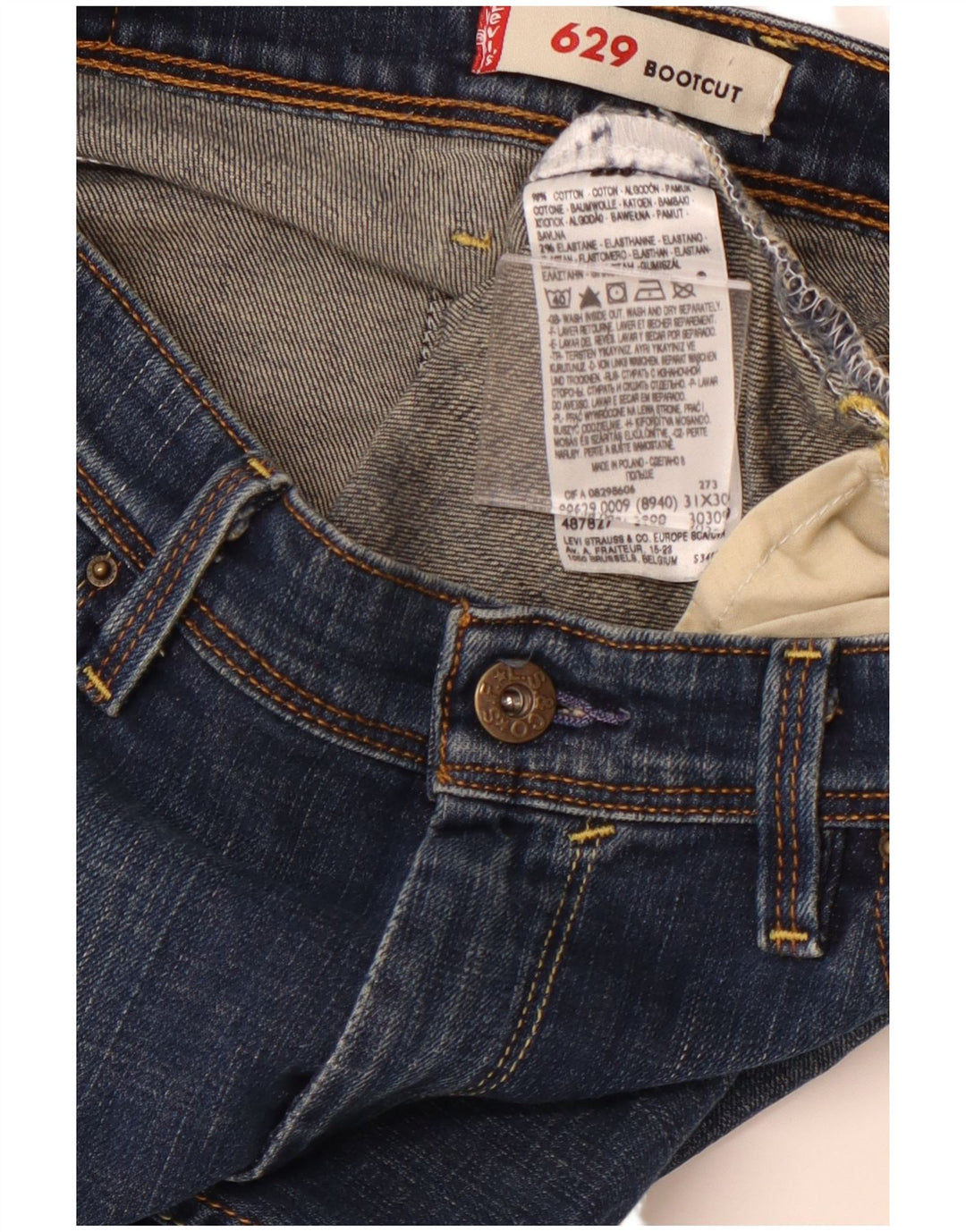 LEVI'S Womens 629 Bootcut Jeans W31 L30 Navy Blue Cotton