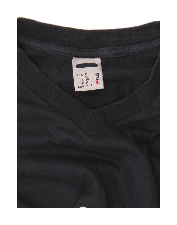 FILA Mens Graphic T-Shirt Top IT 50 Medium Black Vintage Fila and Second-Hand Fila from Messina Hembry 