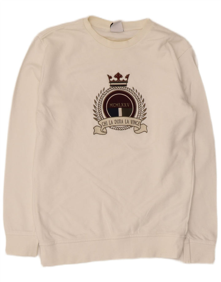 Zara Mens Graphic Sweatshirt Jumper Small White Cotton
