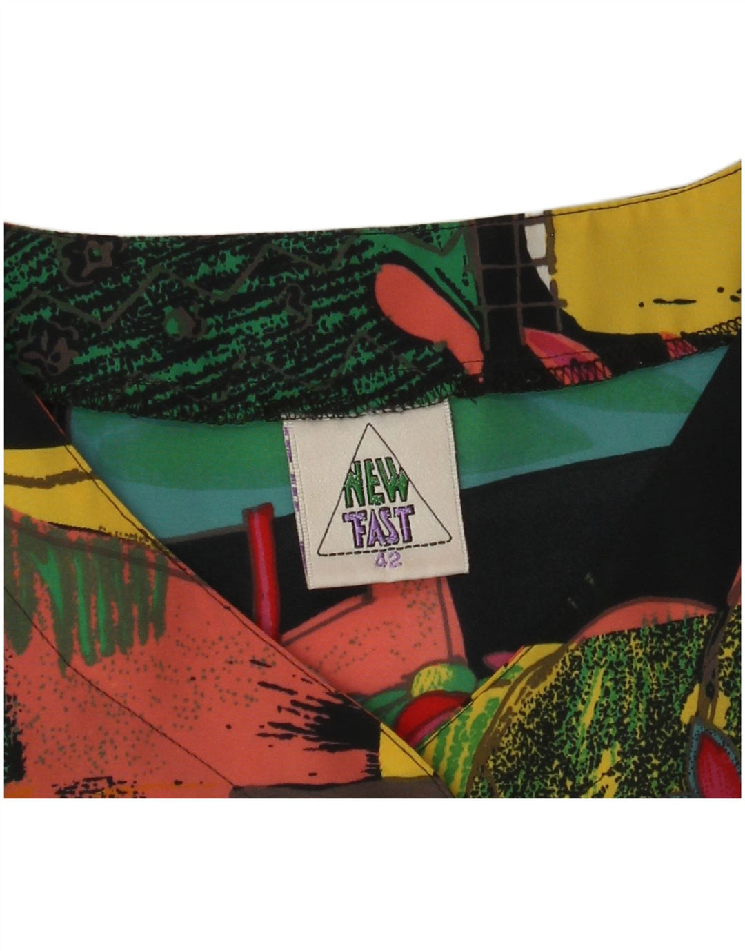 NEW FAST Womens Abstract Pattern Blouse Top EU 42 Large Black Polyester