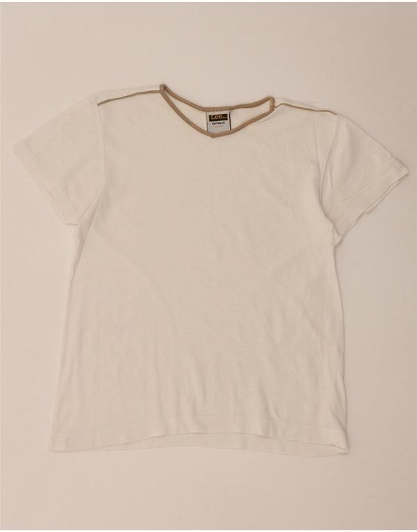 Lee Womens T-Shirt Top UK 14 Medium White Cotton