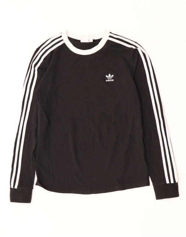Adidas Womens Top Long Sleeve UK 10 Small Black Cotton