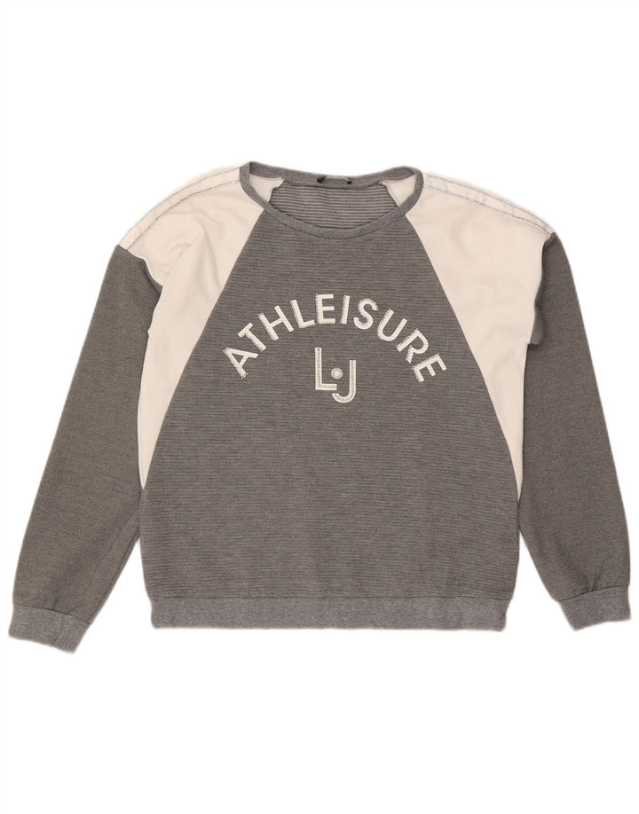 Liu Jo Womens Graphic Sweatshirt Jumper UK 14 Medium Grey Colourblock