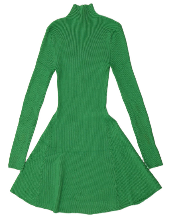 Zara Womens Jumper Dress UK 8 Small Green Viscose