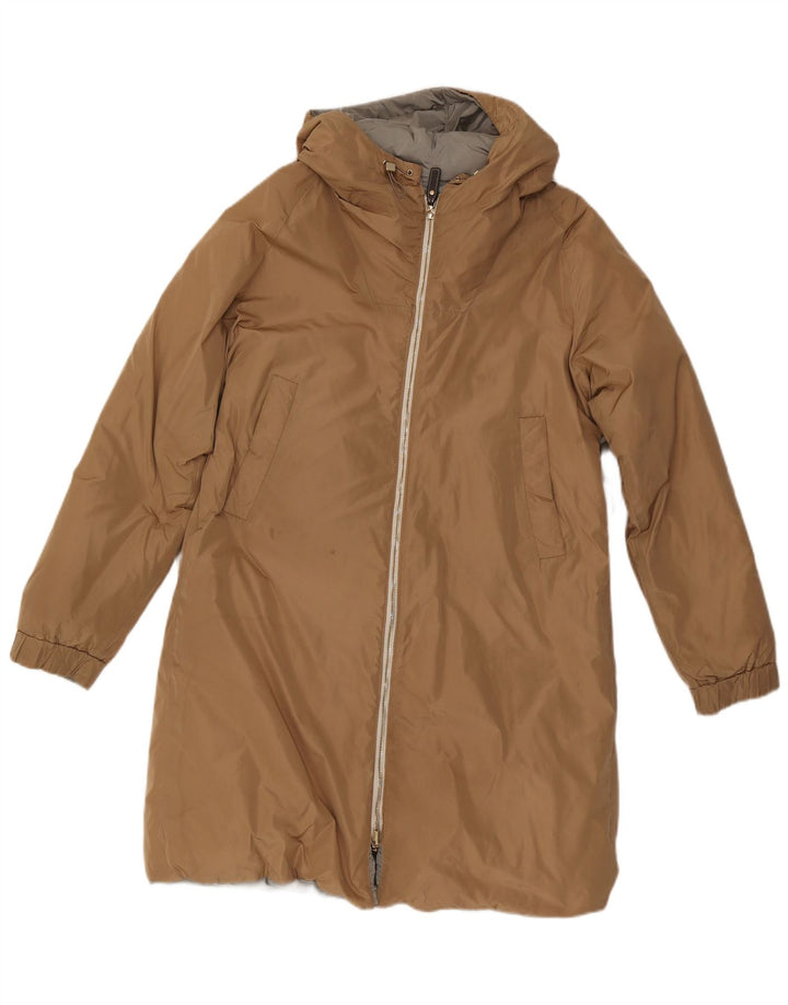 Max Mara Womens Hooded Reversible Padded Coat UK 10 Small Beige Polyamide