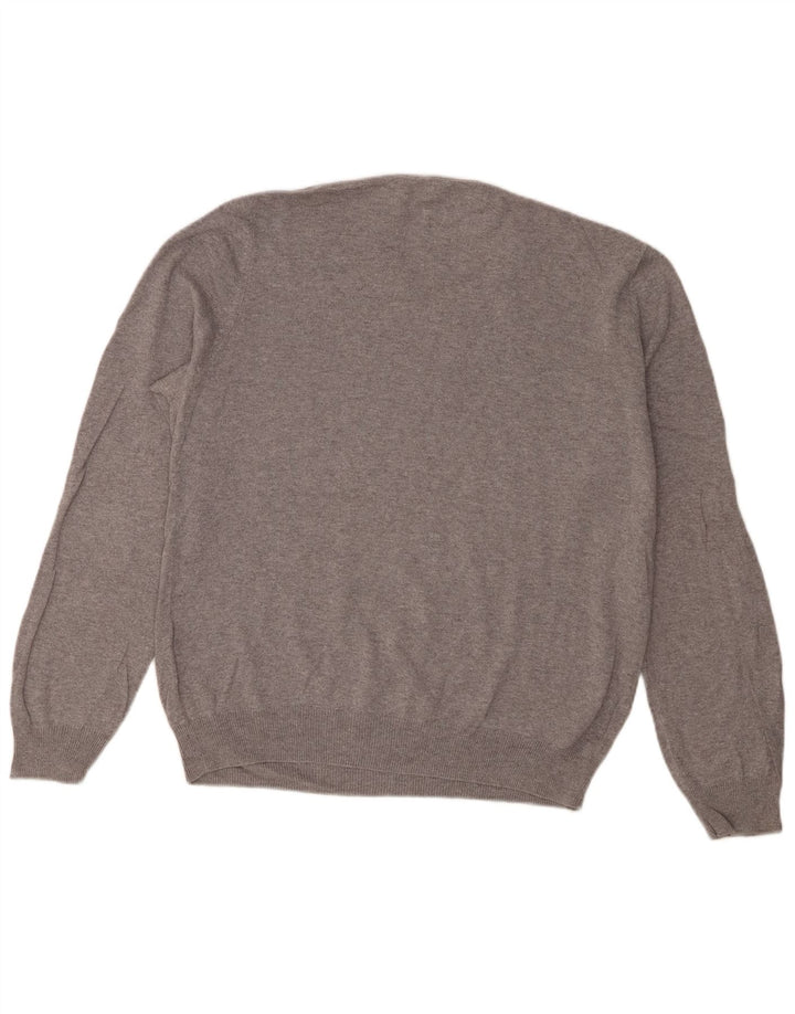 Marks & Spencer Mens V-Neck Jumper Sweater Medium Grey Cotton