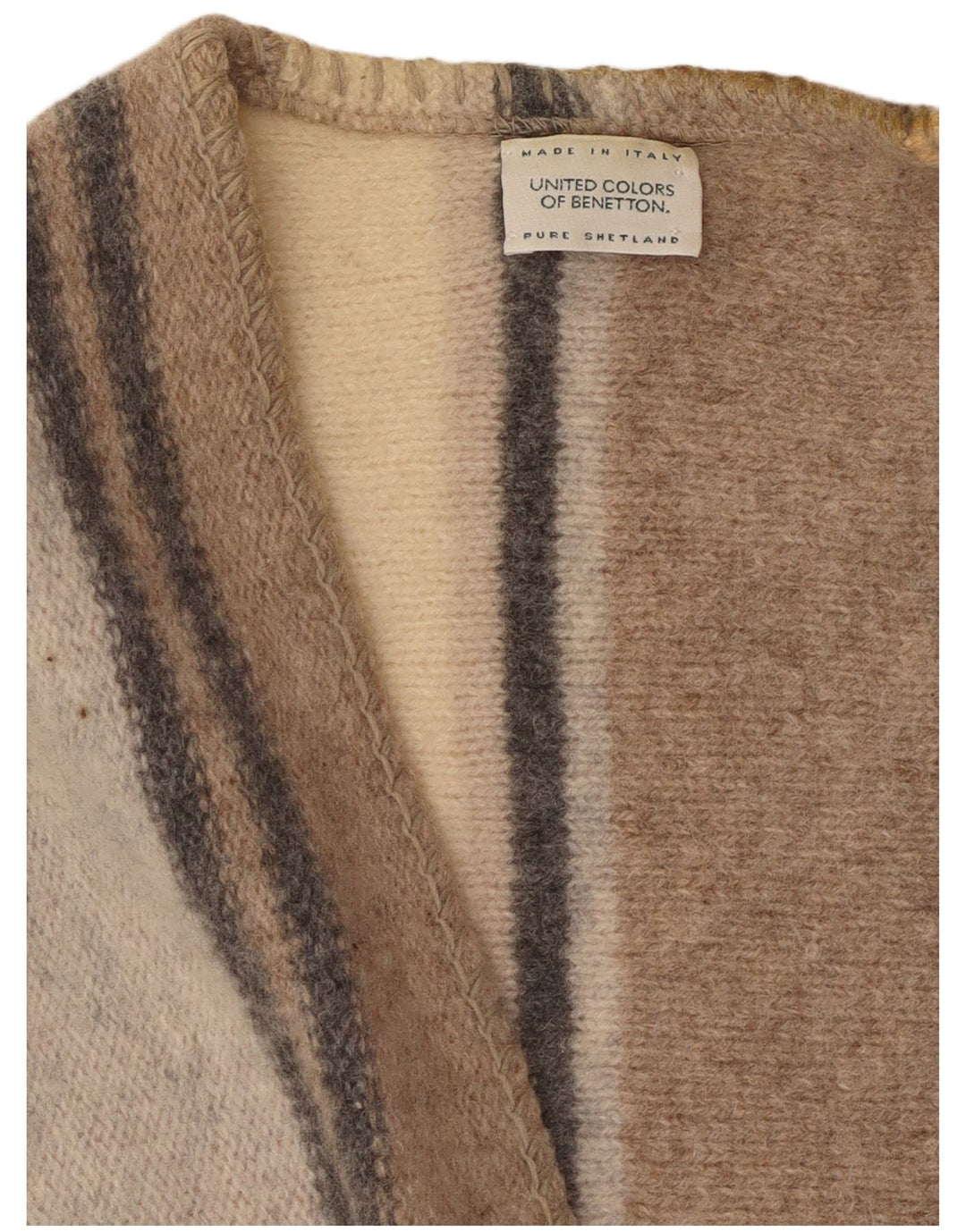 Benetton Womens Sleeveless Cardigan Sweater UK 16 Large Multicoloured Wool