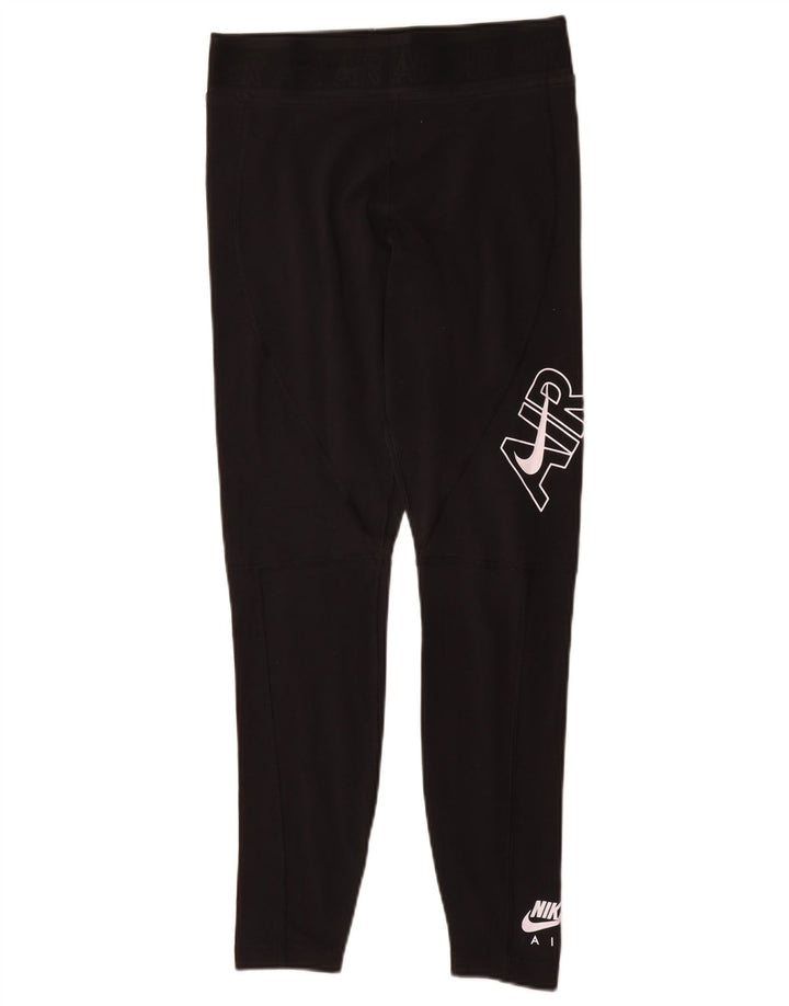 Nike Womens Graphic Leggings UK 12 Medium Black Cotton