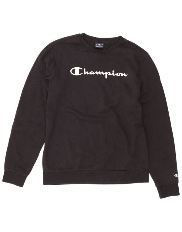 Champion Boys Graphic Sweatshirt Jumper 15-16 Years 2XL Black Cotton Sports