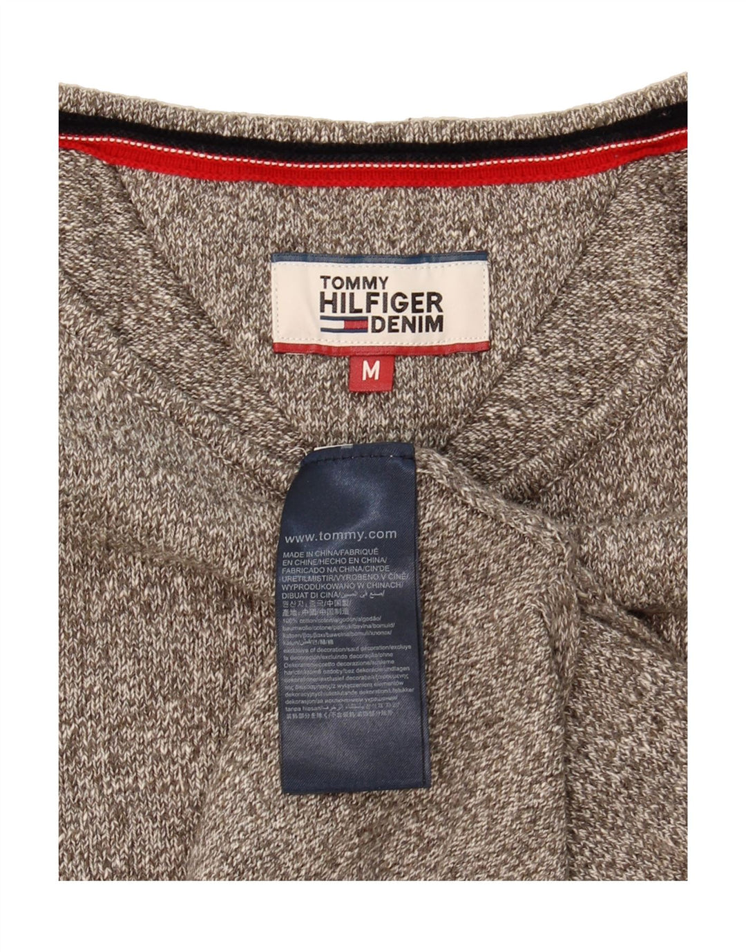 TOMMY HILFIGER Mens Crew Neck Jumper Sweater Medium Grey Cotton Vintage Tommy Hilfiger and Second-Hand Tommy Hilfiger from Messina Hembry 