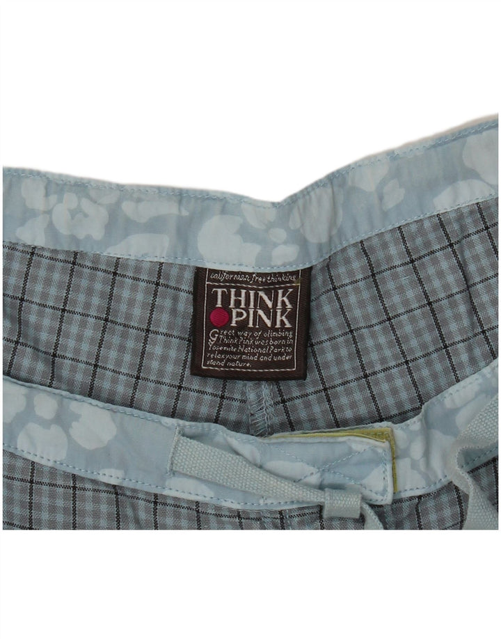 Think Pink Womens Capri Trousers W32 L21 Blue Check