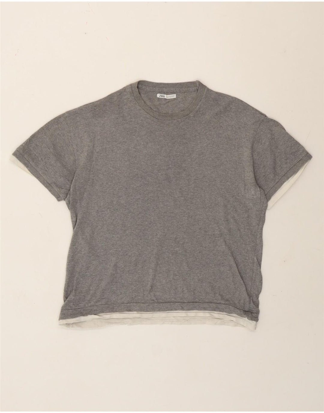 Zara Mens T-Shirt Top Small Grey