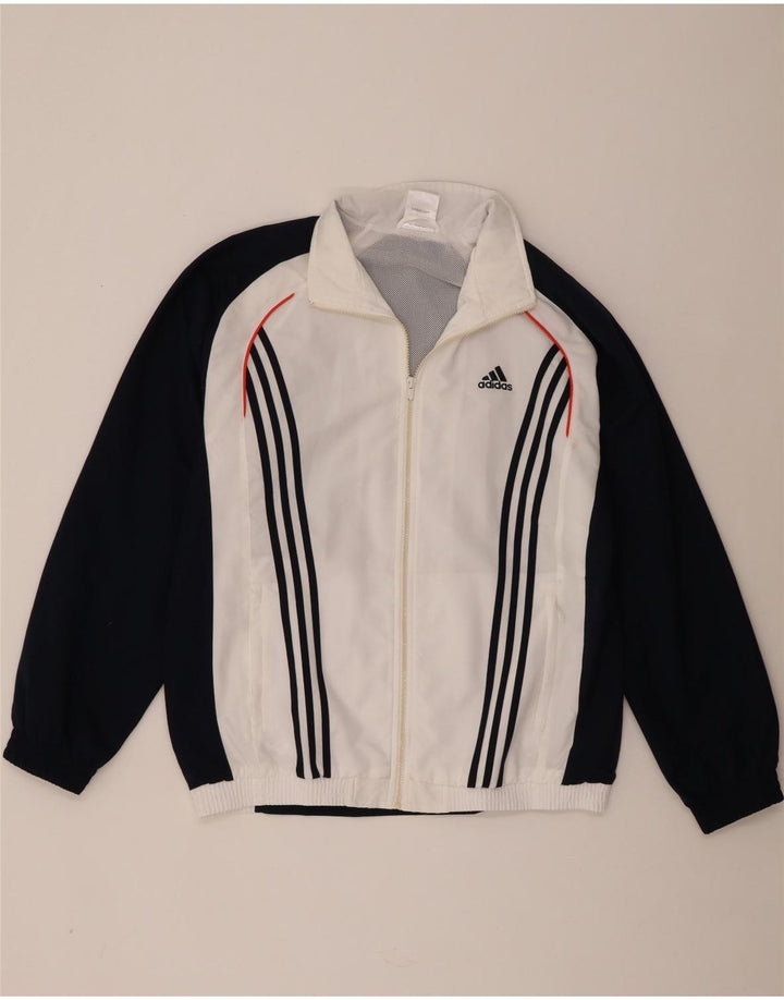 Adidas Mens Tracksuit Top Jacket UK 42/44 Large White Colourblock Polyester