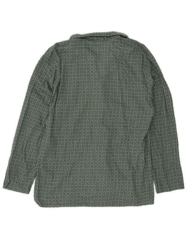Marks & Spencer Mens Shirt Large Green Geometric Cotton