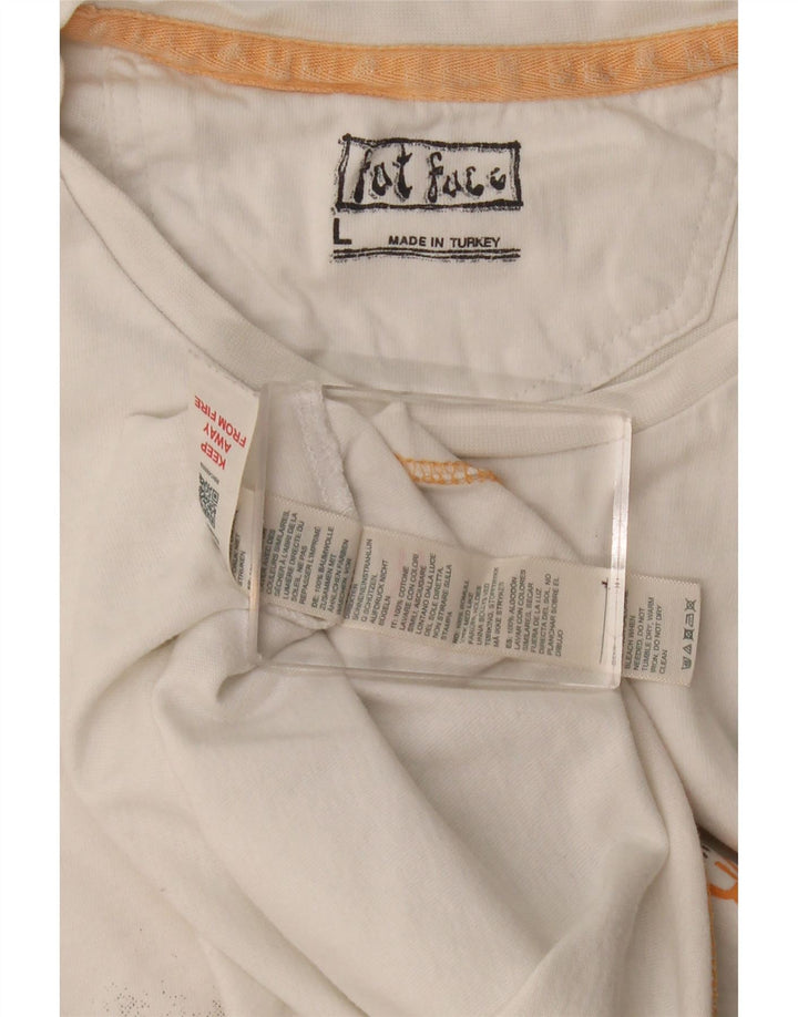 Fat Face Mens Graphic T-Shirt Top Large White Cotton