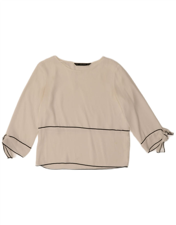 Zara Womens 3/4 Sleeve Blouse Top UK 6 XS White Polyester