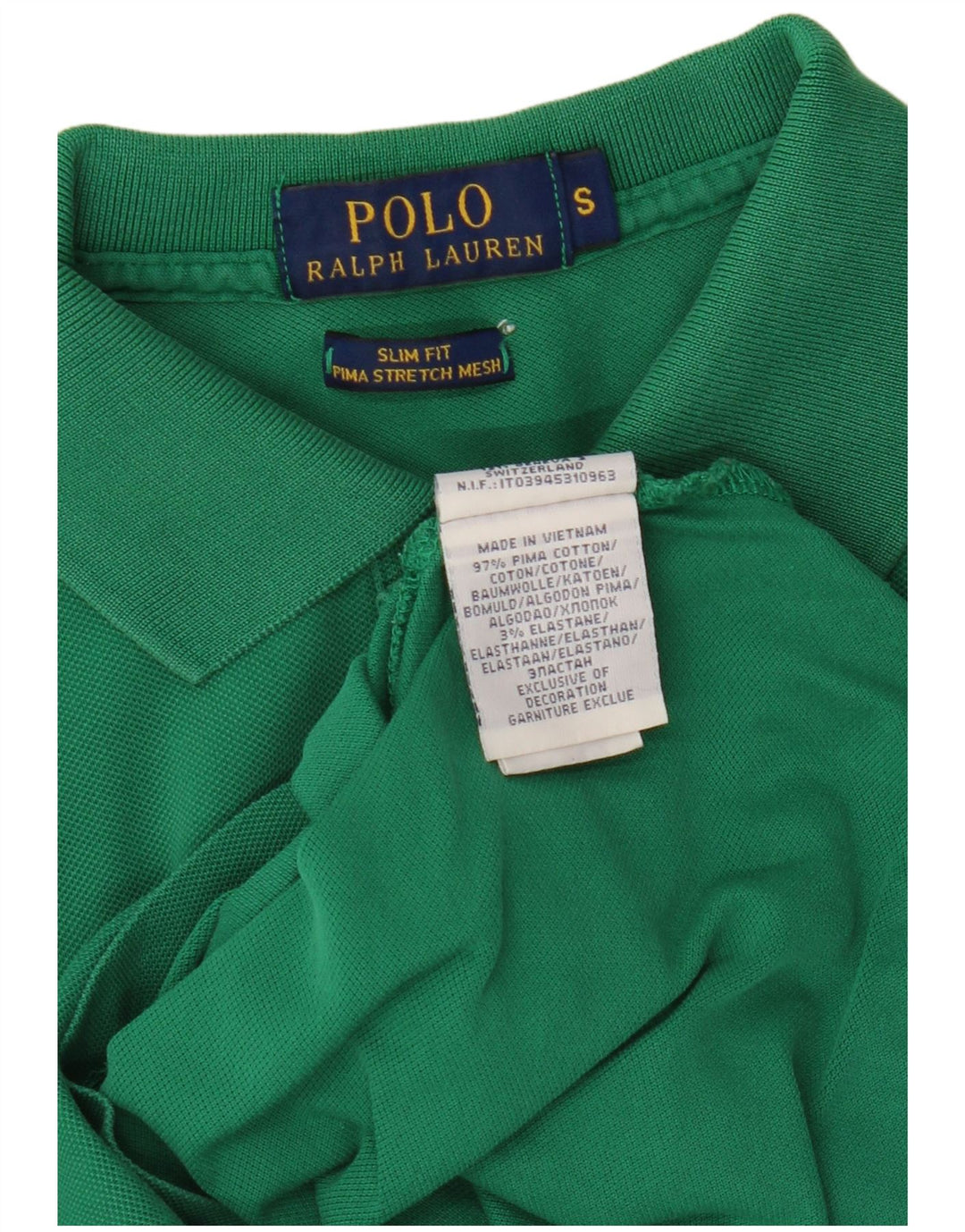 POLO RALPH LAUREN Mens Slim Fit Polo Shirt Small Green Cotton