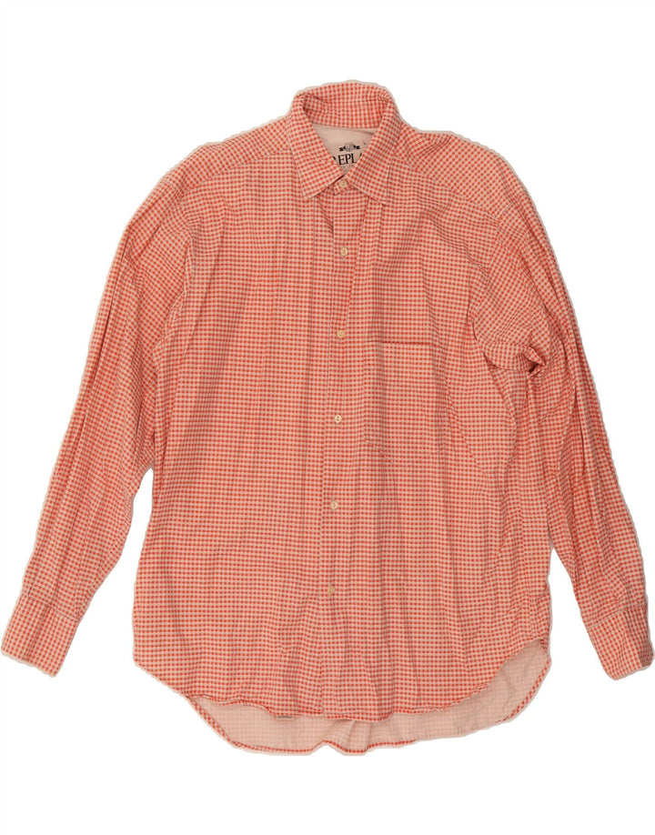 REPLAY Mens Shirt Medium Orange Gingham Cotton Vintage Replay and Second-Hand Replay from Messina Hembry 