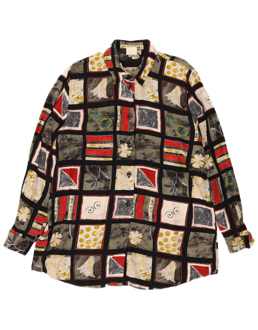 Vintage Womens Shirt Blouse UK 16 Large  Multicoloured Patchwork Viscose