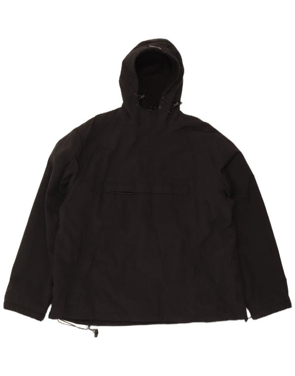 Vintage Mens Hooded Anorak Windbreaker Jacket UK 44 2XL Black Nylon