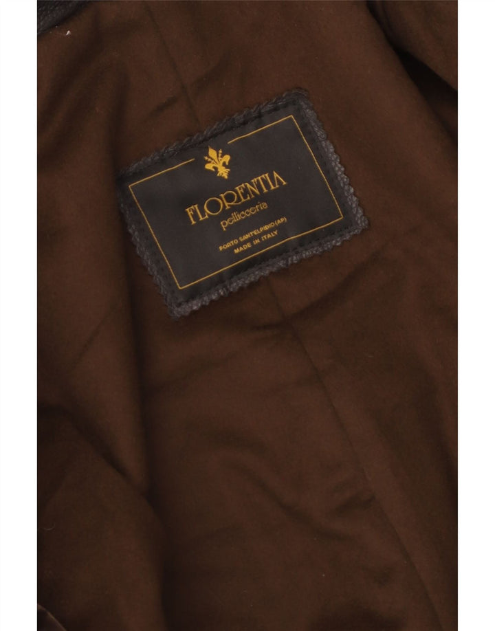 FLORENTIA Mens Leather Coat UK 38 Medium Brown