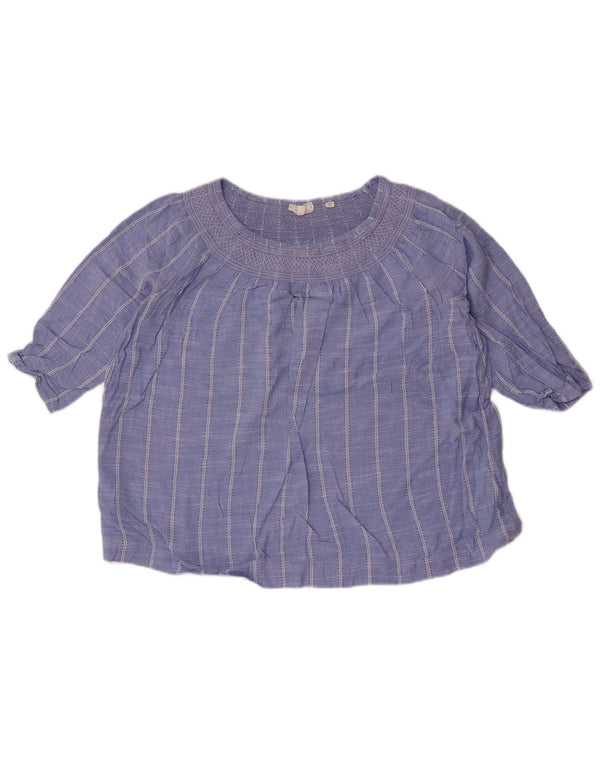 Fat Face Womens Crop Oversized Top 3/4 Sleeve UK 10 Small Blue Striped