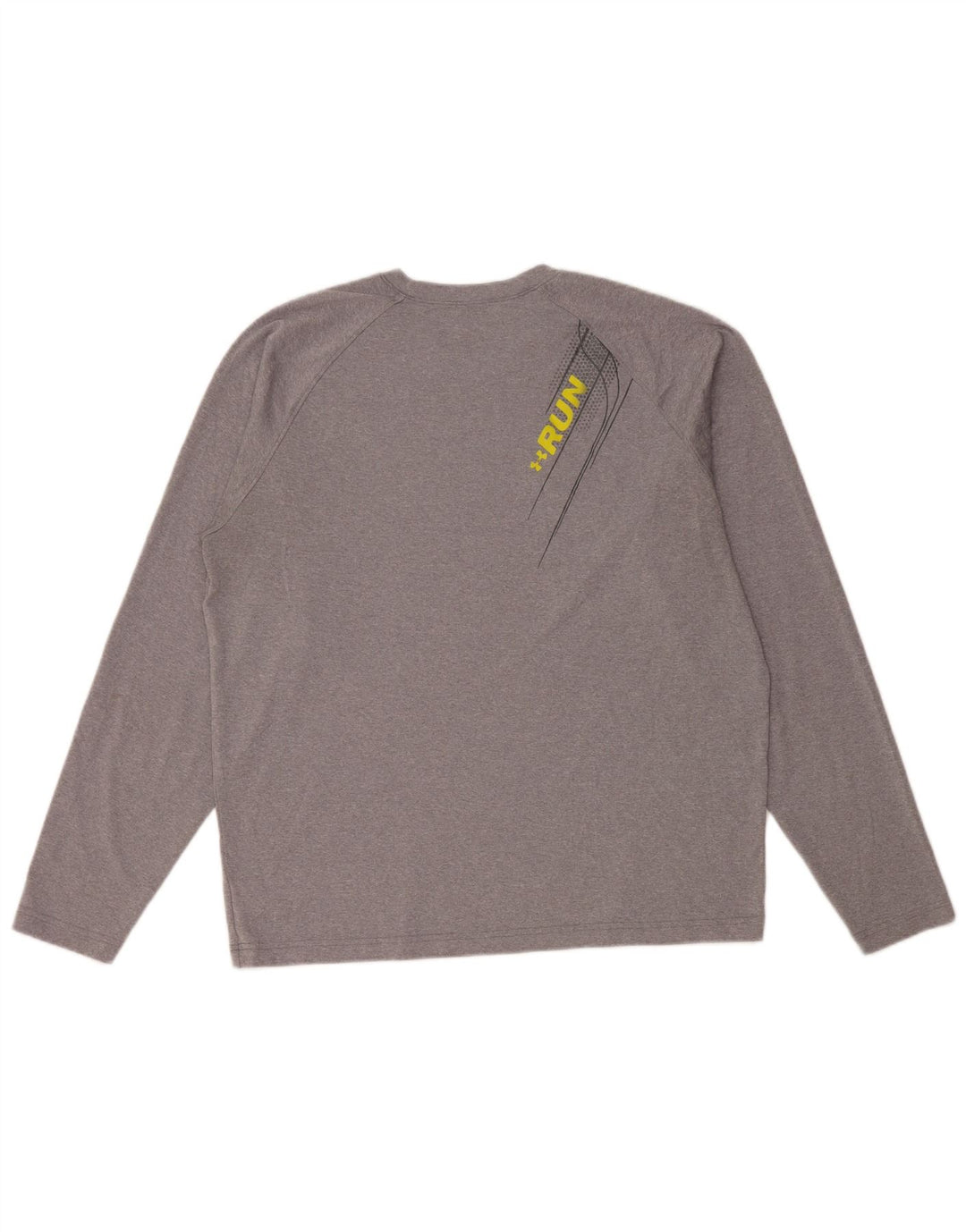 UNDER ARMOUR Mens Heat Gear Graphic Top Long Sleeve Large Grey Polyester