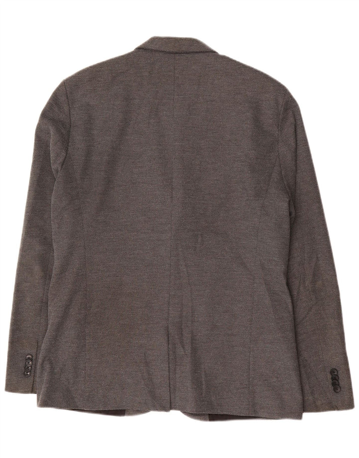 Zara Mens 2 Button Blazer Jacket UK 42 XL Grey Polyester