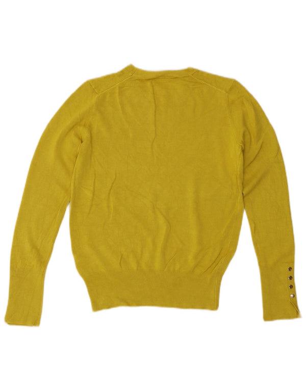 ZARA Womens Crew Neck Jumper Sweater UK 10 Small Yellow Viscose