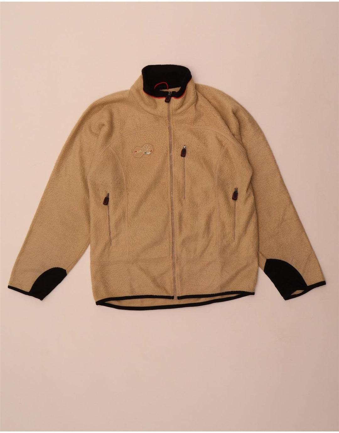 Fila Mens Fleece Jacket UK 36 Small Beige Colourblock Polyester