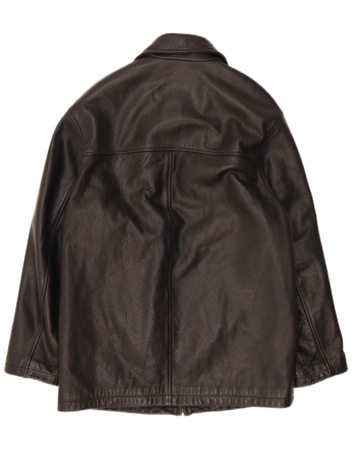 Chevignon Mens Leather Jacket UK 36 Small Black Leather