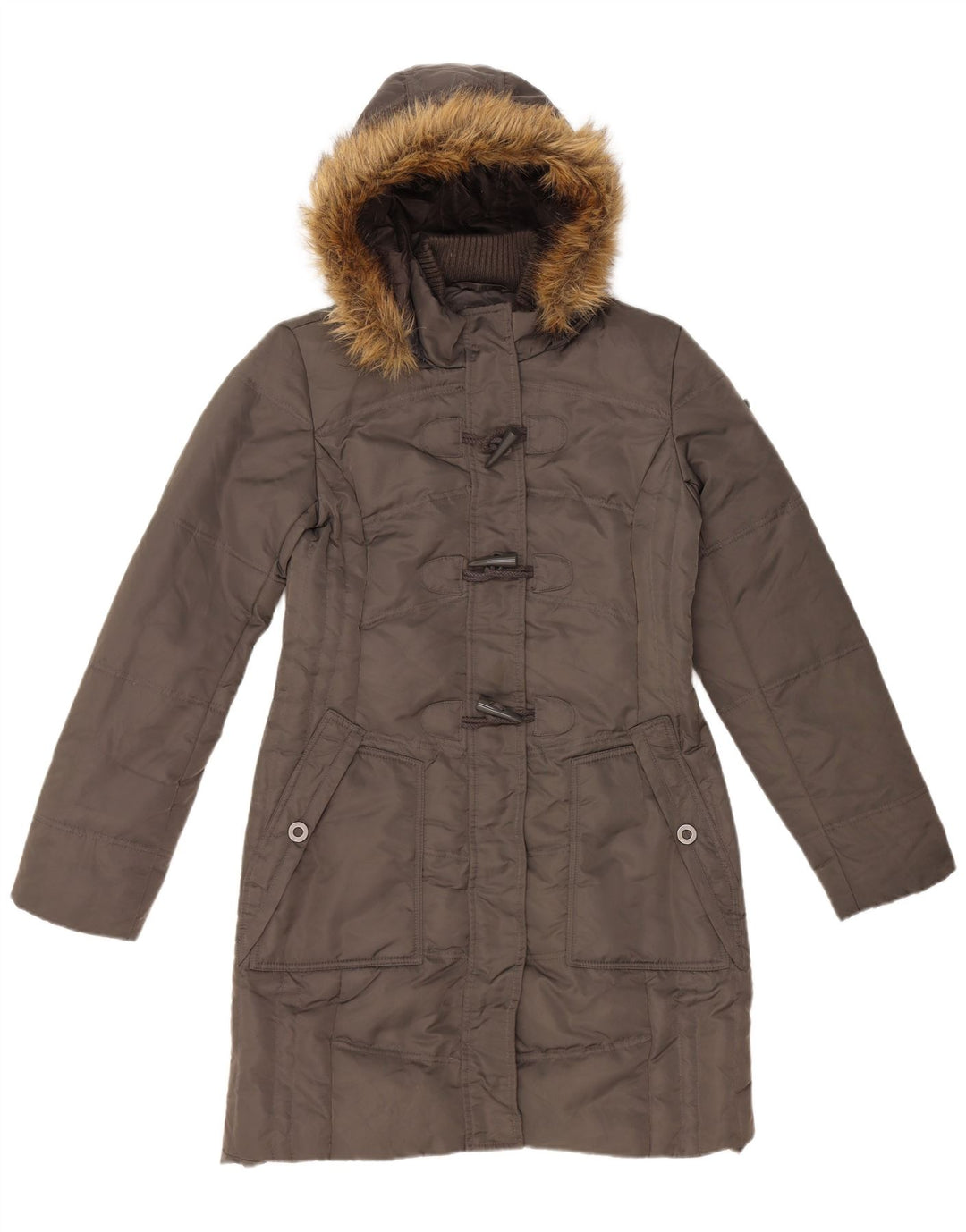 Tom Tailor Womens Hooded Padded Coat UK 14 Medium Grey Polyamide