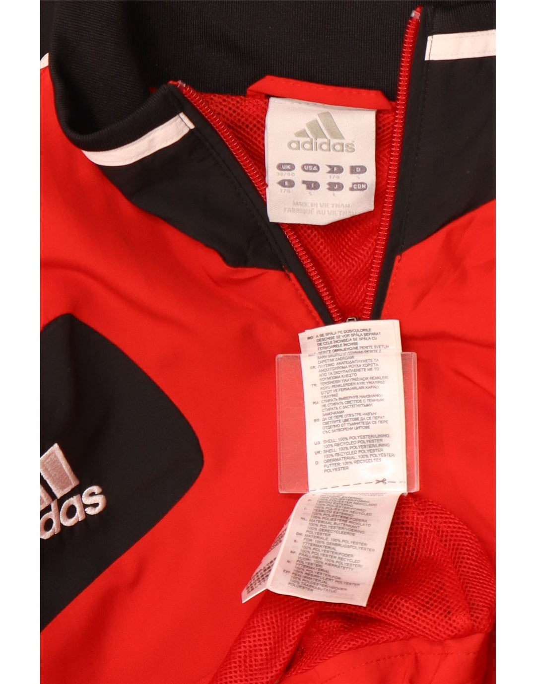 ADIDAS Mens Graphic Tracksuit Top Jacket UK 38/40 Medium Red Colourblock