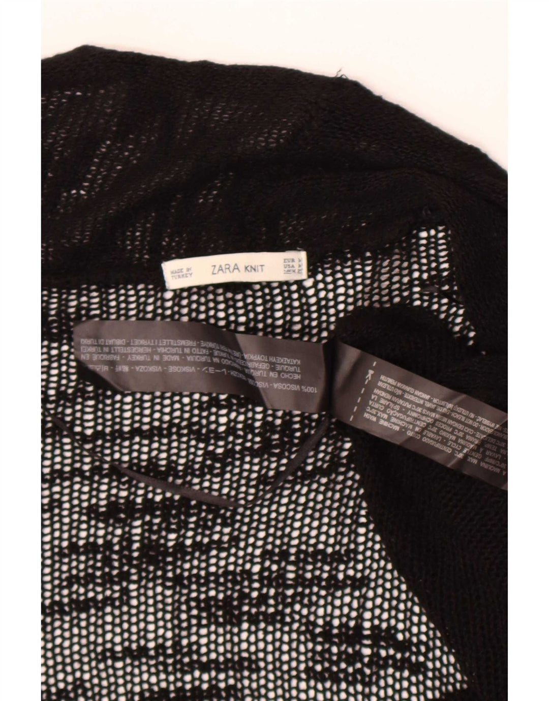 Zara Womens See Through Open Cardigan Sweater UK 12 Medium Black Viscose