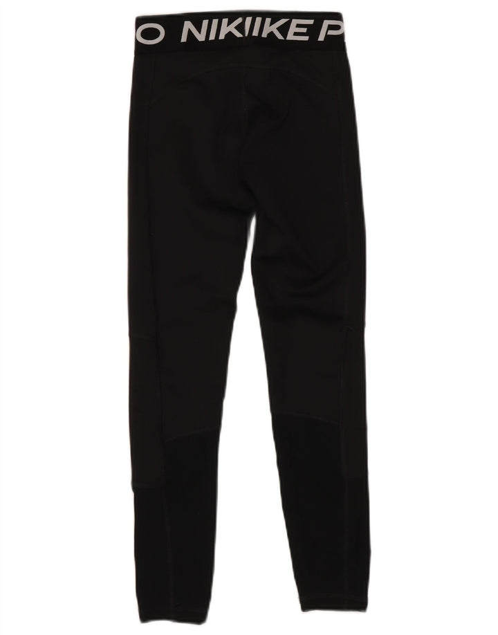 NIKE Girls Dri Fit Graphic Leggings 10-11 Years Medium Black Polyester