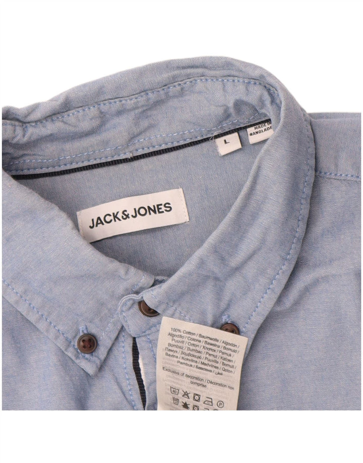 Jack & Jones Mens Shirt Large Blue Cotton