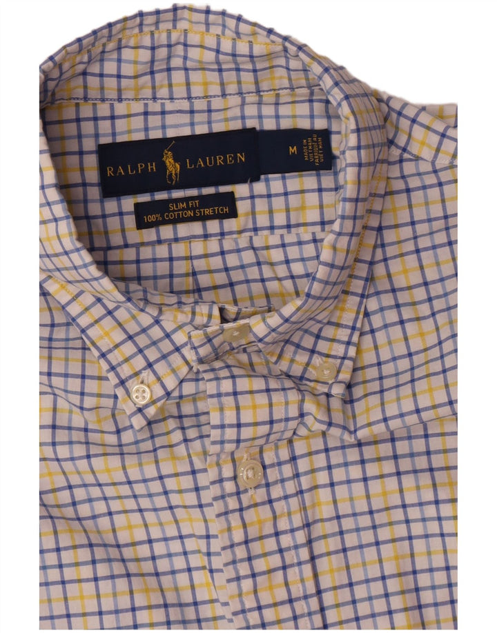 Ralph Lauren Mens Slim Fit Shirt Medium White Check Cotton