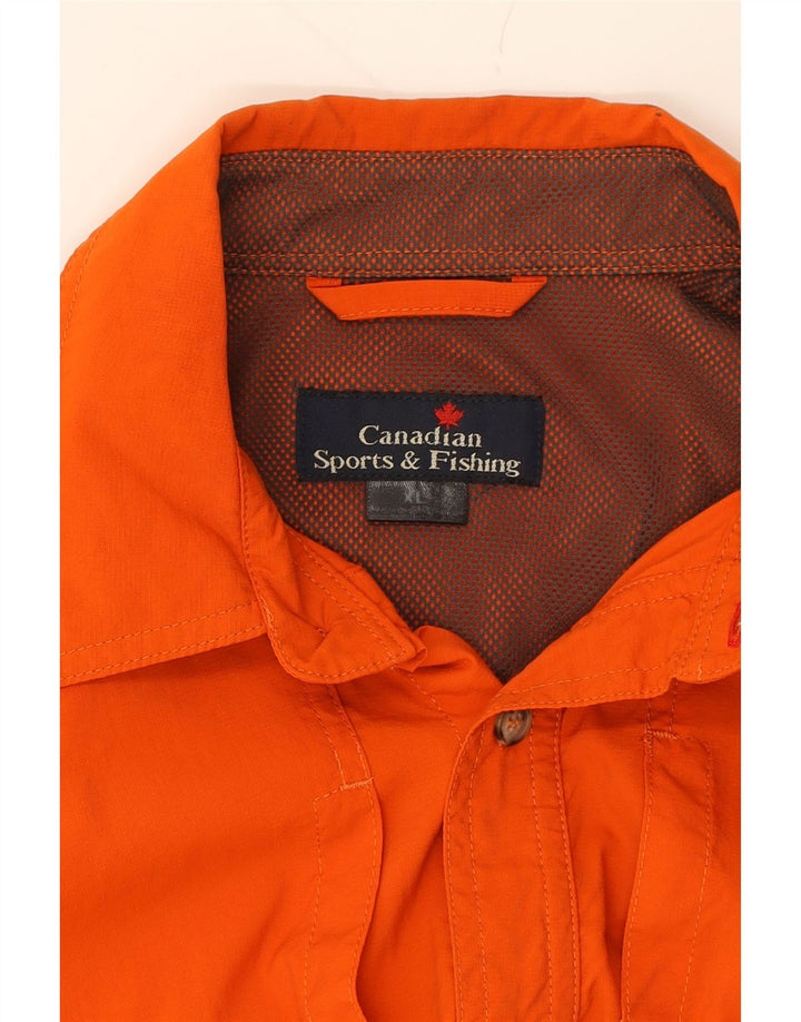 CANADIAN Mens Short Sleeve Shirt XL Orange Polyester Vintage Canadian and Second-Hand Canadian from Messina Hembry 