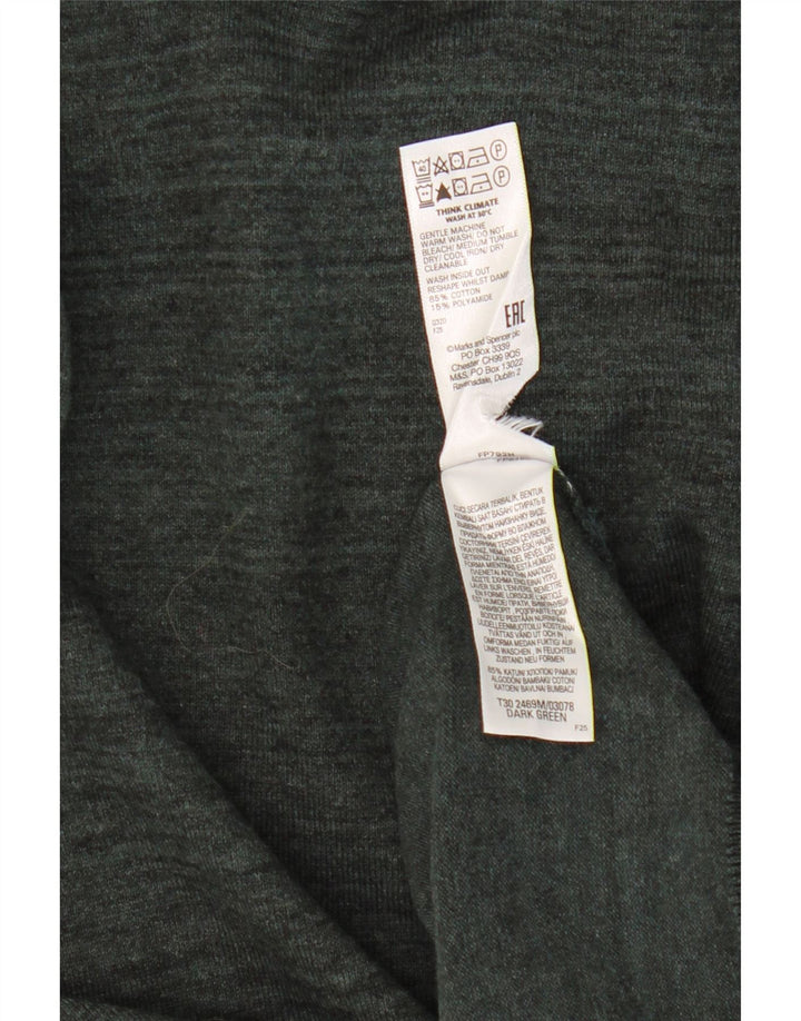 Marks & Spencer Mens Roll Neck Jumper Sweater Medium Khaki Striped Cotton