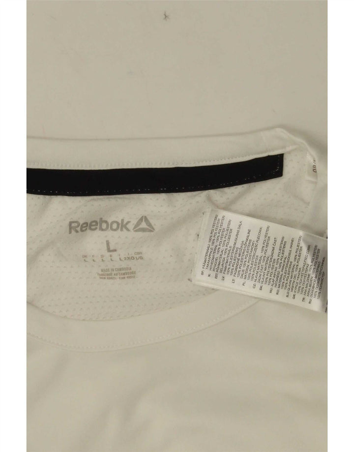 Reebok Mens T-Shirt Top Large White Colourblock Polyester