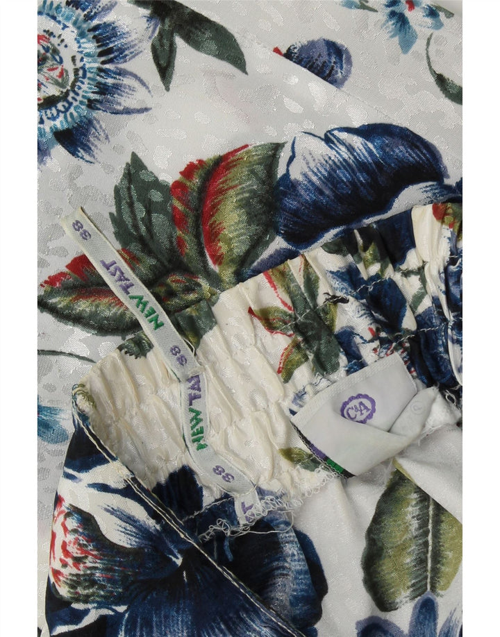 NEW FAST Womens A-Line Skirt EU 38 Medium W32 White Floral Vintage New Fast and Second-Hand New Fast from Messina Hembry 